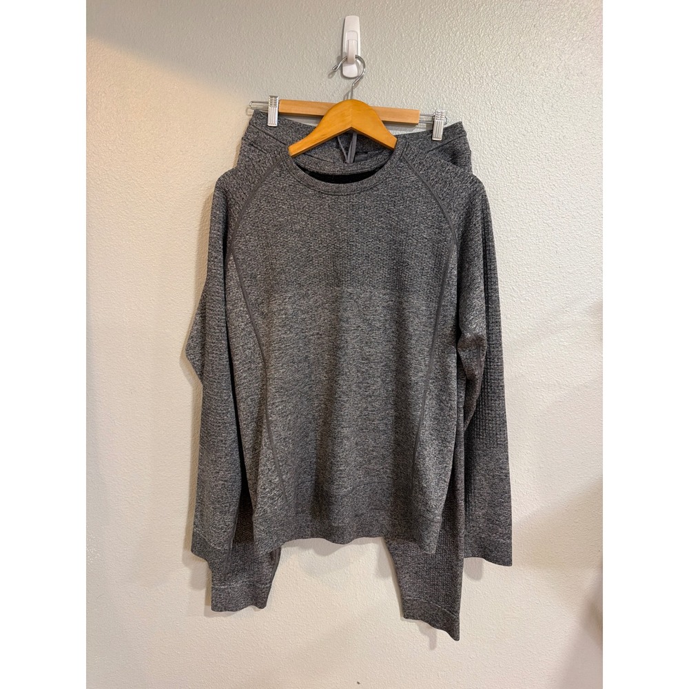 Lululemon Engineered Warmth Set Men L Gray Merino Wool Crew Joggers
